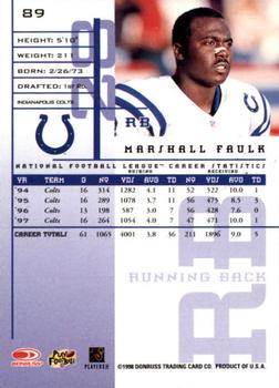 1998 Leaf Rookies & Stars #89 Marshall Faulk Back