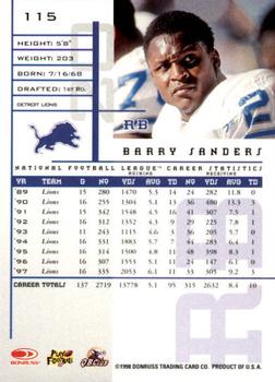 1998 Leaf Rookies & Stars #115 Barry Sanders Back