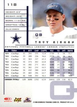 1998 Leaf Rookies & Stars #118 Troy Aikman Back