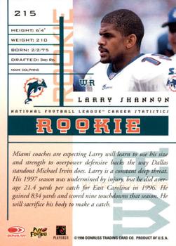 1998 Leaf Rookies & Stars #215 Larry Shannon Back
