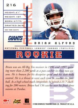 1998 Leaf Rookies & Stars #216 Brian Alford Back