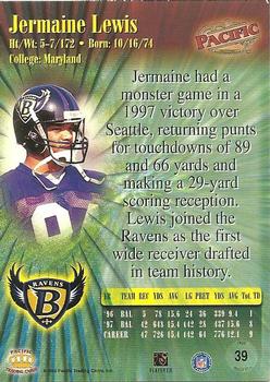1998 Pacific #39 Jermaine Lewis Back