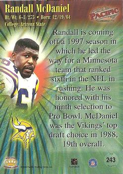 1998 Pacific #243 Randall McDaniel Back