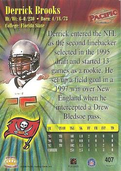 1998 Pacific #407 Derrick Brooks Back