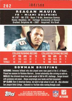 2007 Bowman - Blue #262 Reagan Mauia Back
