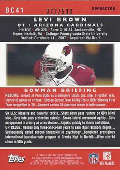 2007 Bowman Chrome - Refractors #BC41 Levi Brown Back