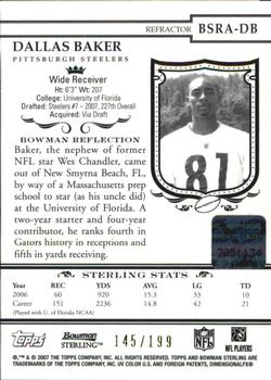 2007 Bowman Sterling - Refractors #BSRA-DB Dallas Baker Back
