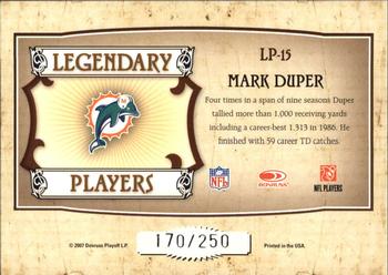 2007 Donruss Classics - Legendary Players Silver #LP-15 Mark Duper Back