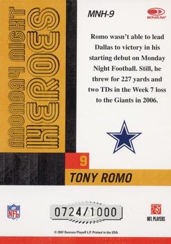 2007 Donruss Classics - Monday Night Heroes Bronze #MNH-9 Tony Romo Back