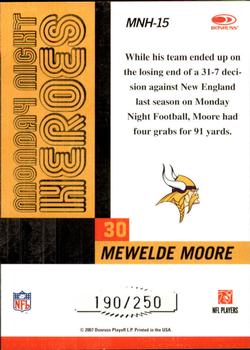 2007 Donruss Classics - Monday Night Heroes Silver #MNH-15 Mewelde Moore Back
