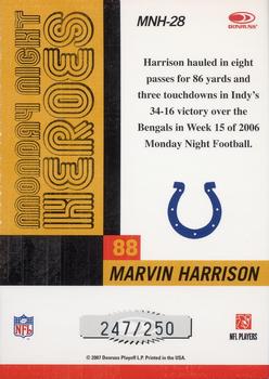 2007 Donruss Classics - Monday Night Heroes Silver #MNH-28 Marvin Harrison Back