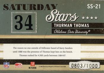 2007 Donruss Classics - Saturday Stars Bronze #SS-21 Thurman Thomas Back