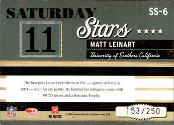 2007 Donruss Classics - Saturday Stars Silver #SS-6 Matt Leinart Back