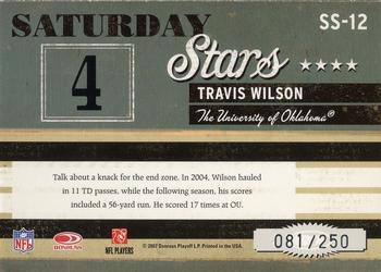 2007 Donruss Classics - Saturday Stars Silver #SS-12 Travis Wilson Back