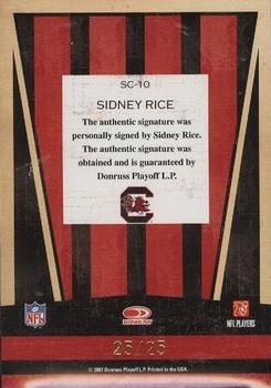 2007 Donruss Classics - School Colors Autographs #SC-10 Sidney Rice Back