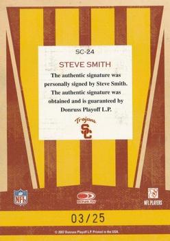 2007 Donruss Classics - School Colors Autographs #SC-24 Steve Smith Back