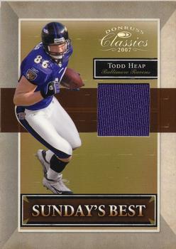 2007 Donruss Classics - Sunday's Best Jerseys #SB-35 Todd Heap Front