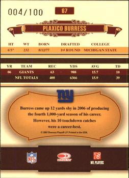 2007 Donruss Classics - Timeless Tributes Bronze #67 Plaxico Burress Back