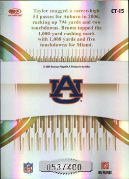 2007 Donruss Elite - College Ties Gold #CT-15 Ronnie Brown / Courtney Taylor Back