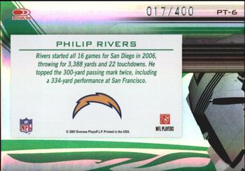 2007 Donruss Elite - Passing the Torch Green #PT-6 Philip Rivers Back