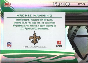 2007 Donruss Elite - Passing the Torch Green #PT-7 Archie Manning Back
