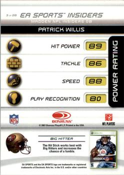 2007 Donruss Gridiron Gear - EA Sports Madden #3 Patrick Willis Back