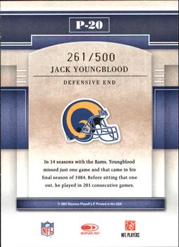 2007 Donruss Gridiron Gear - Performers Gold #P-20 Jack Youngblood Back