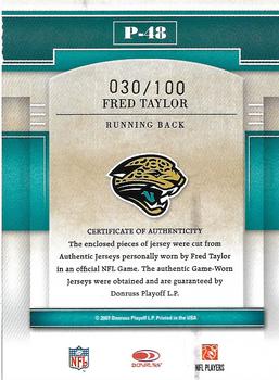 2007 Donruss Gridiron Gear - Performers Jerseys Combos #P-48 Fred Taylor Back