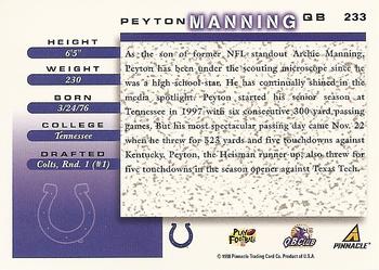 1998 Score #233 Peyton Manning Back
