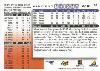 1998 Score #99 Vincent Brisby Back
