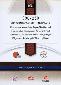 2007 Donruss Gridiron Gear - Rivals Silver #R-13 Braylon Edwards / Hines Ward Back