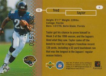 1998 SP Authentic #16 Fred Taylor Back