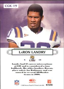 2007 Donruss Threads - College Gridiron Kings Gold #CGK-19 LaRon Landry Back