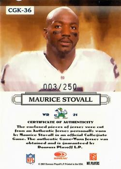 2007 Donruss Threads - College Gridiron Kings Materials #CGK-36 Maurice Stovall Back