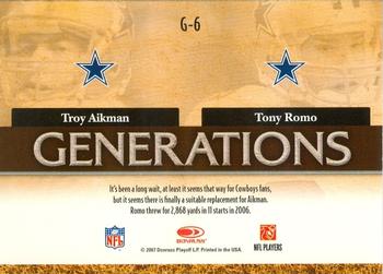 2007 Donruss Threads - Generations Gold #G-6 Troy Aikman / Tony Romo Back