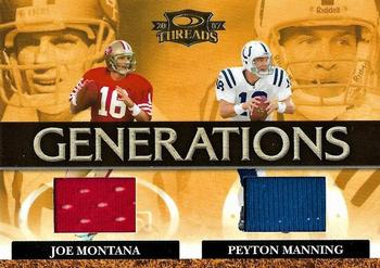 2007 Donruss Threads - Generations Materials #G-8 Joe Montana / Peyton Manning Front