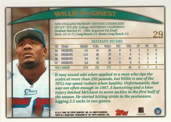 1998 Topps #29 Willie McGinest Back