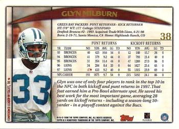 1998 Topps #38 Glyn Milburn Back