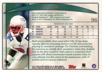 1998 Topps #96 Ty Law Back