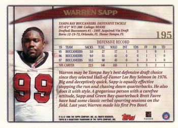 1998 Topps #195 Warren Sapp Back
