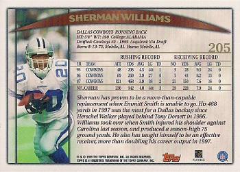 1998 Topps #205 Sherman Williams Back