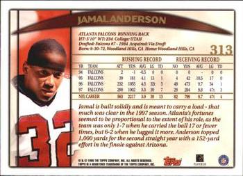 1998 Topps #313 Jamal Anderson Back