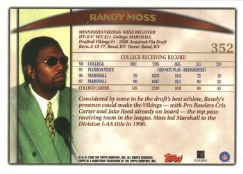 1998 Topps #352 Randy Moss Back