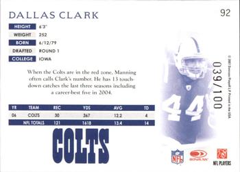 2007 Donruss Threads - Silver Holofoil #92 Dallas Clark Back