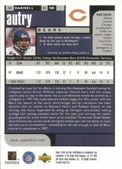 1998 UD Choice #33 Darnell Autry Back