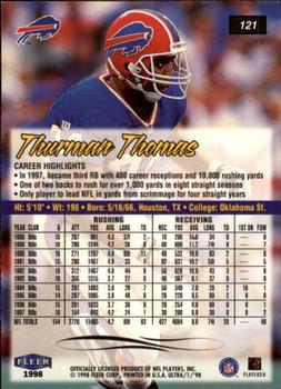 1998 Ultra #121 Thurman Thomas Back