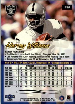 1998 Ultra #240 Harvey Williams Back