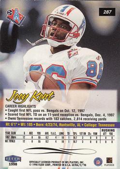 1998 Ultra #287 Joey Kent Back