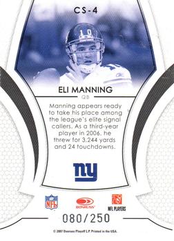 2007 Leaf Certified Materials - Certified Skills Red #CS-4 Eli Manning Back