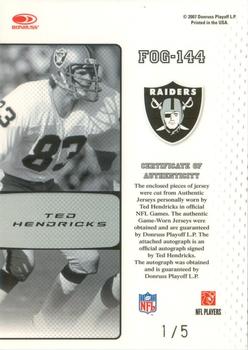 2007 Leaf Certified Materials - Fabric of the Game Autographs #FOG-144 Ted Hendricks Back